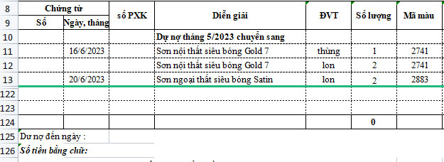 Giao diện sau khi ẩn dòng trên Excel