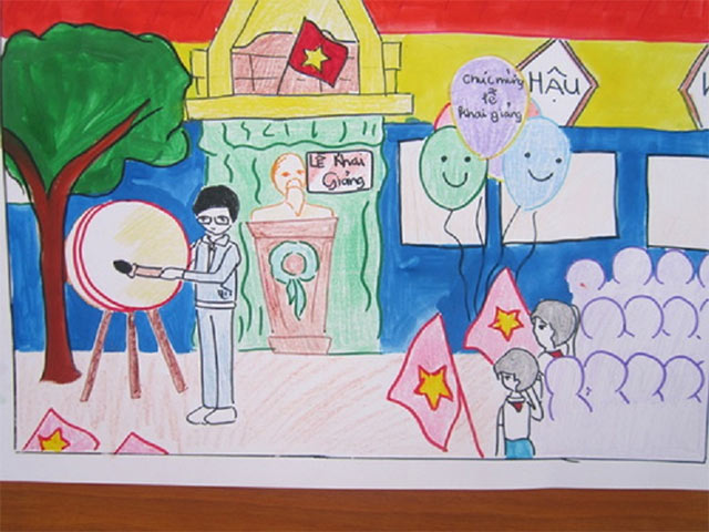Mẫu tranh vẽ khai giảng