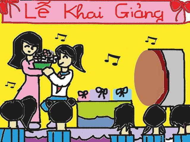 Mẫu tranh vẽ khai giảng