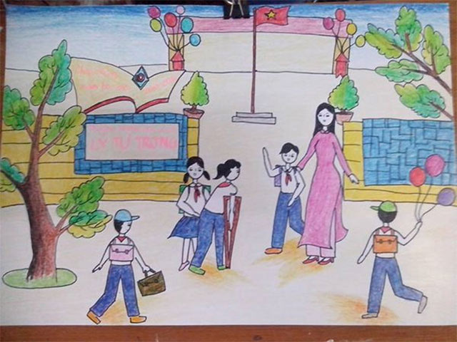 Mẫu tranh vẽ khai giảng