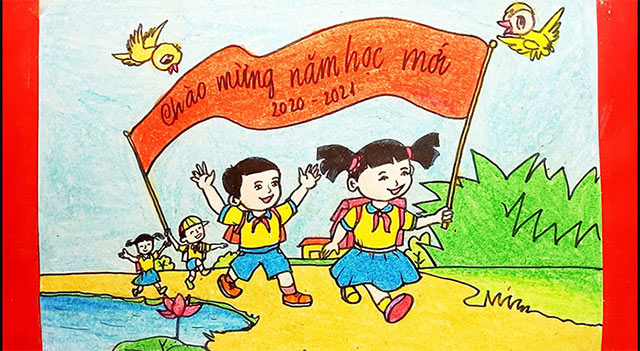 Mẫu tranh vẽ khai giảng
