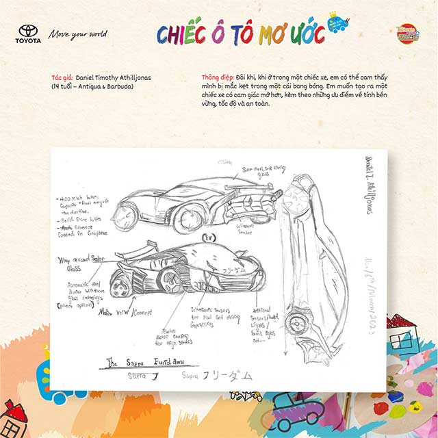 Tác phẩm đạt giải quốc tế tại cuộc thi vẽ tranh “Chiếc ô tô mơ ước” năm 2022