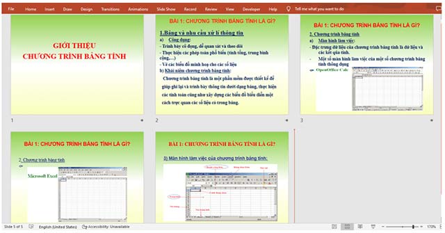 Bài trình chiếu giới thiệu bảng tính điện tử