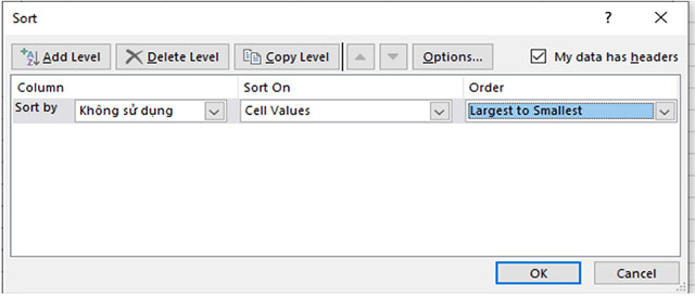 Sắp xếp và lọc dữ liệu