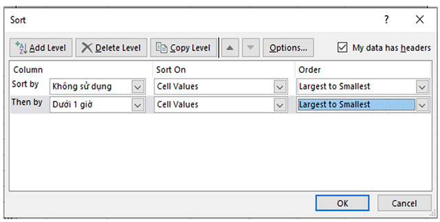 Sắp xếp và lọc dữ liệu