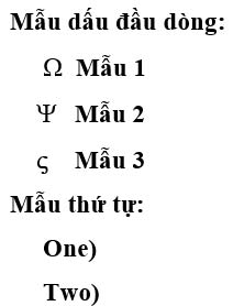 Làm việc với danh sách dạng liệt kê và hình ảnh trong văn bản