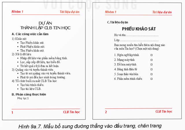 Tạo đầu trang, chân trang cho văn bản