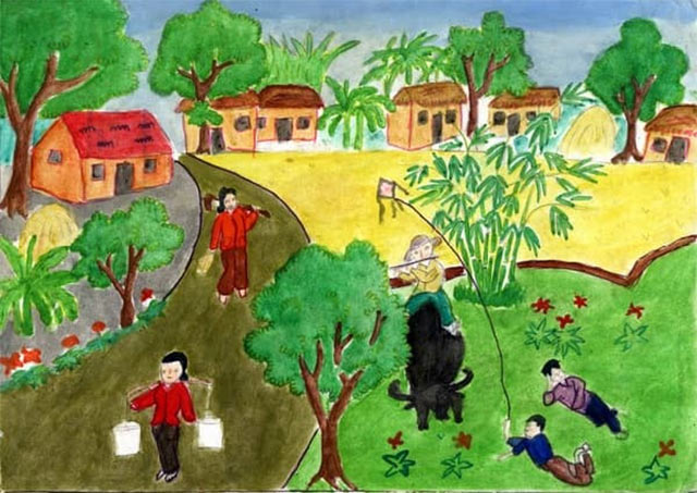 Mẫu tranh vẽ Hành trình mùa xuân lên rừng, xuống biển