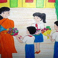 Tưởng tượng em là một bạn nhỏ trong bài thơ Buổi học cuối cùng, viết một đoạn thư tạm biệt cô giáo