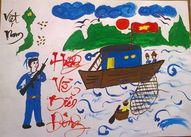 Mẫu tranh vẽ Hành trình mùa xuân lên rừng, xuống biển