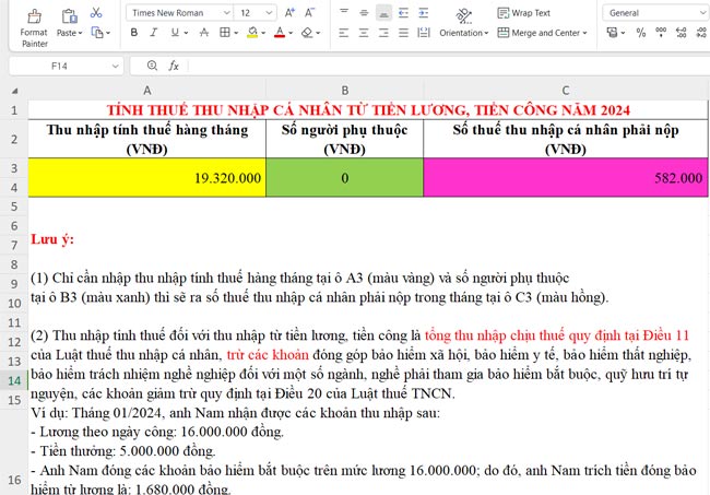 File Excel tính thuế thu nhập cá nhân 2024 File tính thuế thu nhập cá nhân