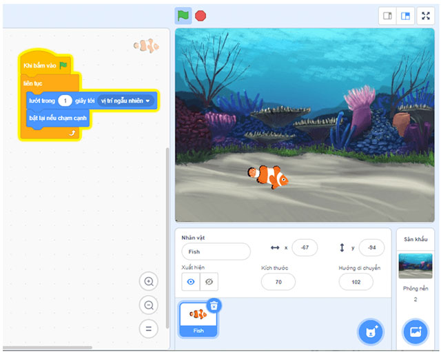 Điều khiển nhân vật chuyển động trên sân khấu