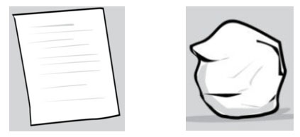 Thả một tờ giấy phẳng và một tờ giấy được vo tròn xuống nước