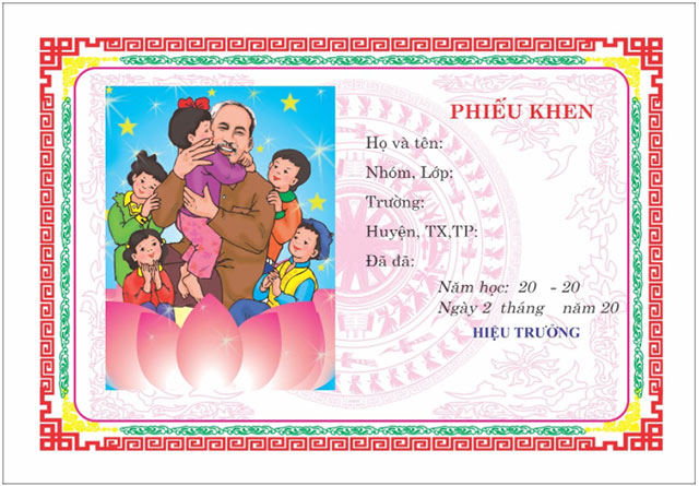 Mẫu giấy khen cháu ngoan Bác Hồ