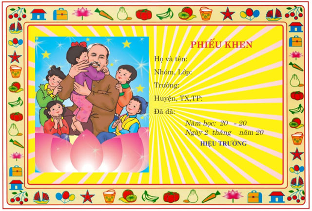 Mẫu giấy khen cháu ngoan Bác Hồ