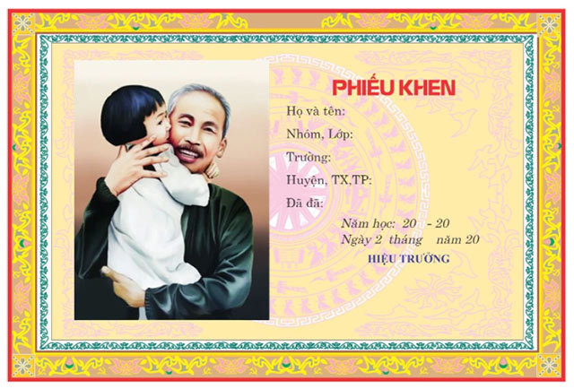 Mẫu giấy khen cháu ngoan Bác Hồ