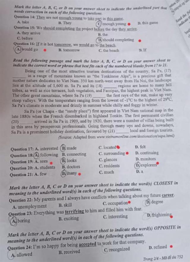 Đề thi vào 10 Anh Thái Nguyên 2024