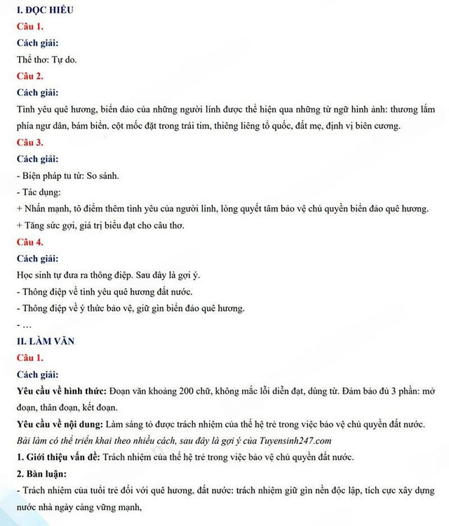 Đáp án đề thi vào 10 môn Văn Kiên Giang năm 2024