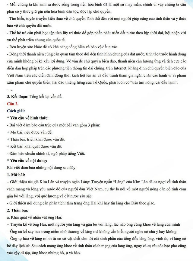 Đáp án đề thi vào 10 môn Văn Kiên Giang năm 2024