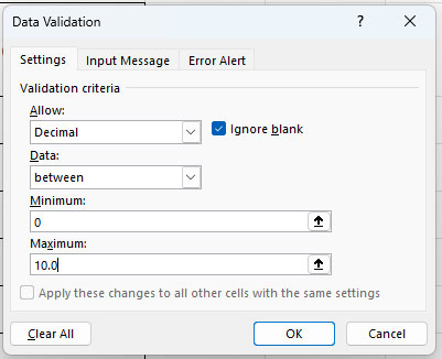 Xác thực dữ liệu nhập vào bảng tính