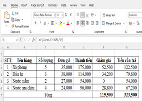 Hàm điều kiện IF (tiếp theo)