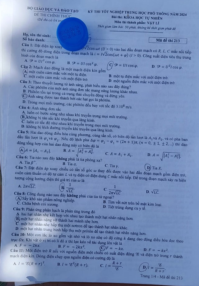 Mã đề 213