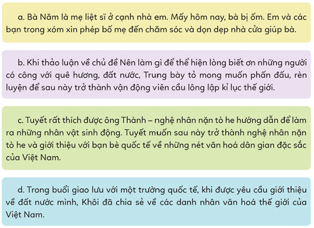 Em biết ơn những người có công với quê hương, đất nước