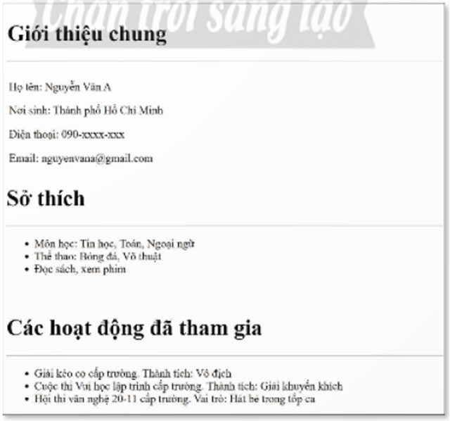 Tạo và định dạng trang web với các thẻ HTML
