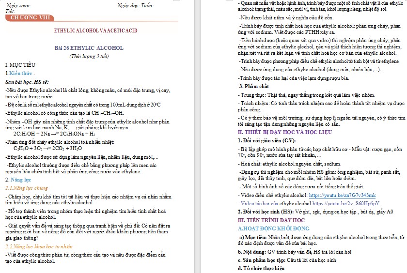 Giáo án KHTN 9 Bài 26 file word