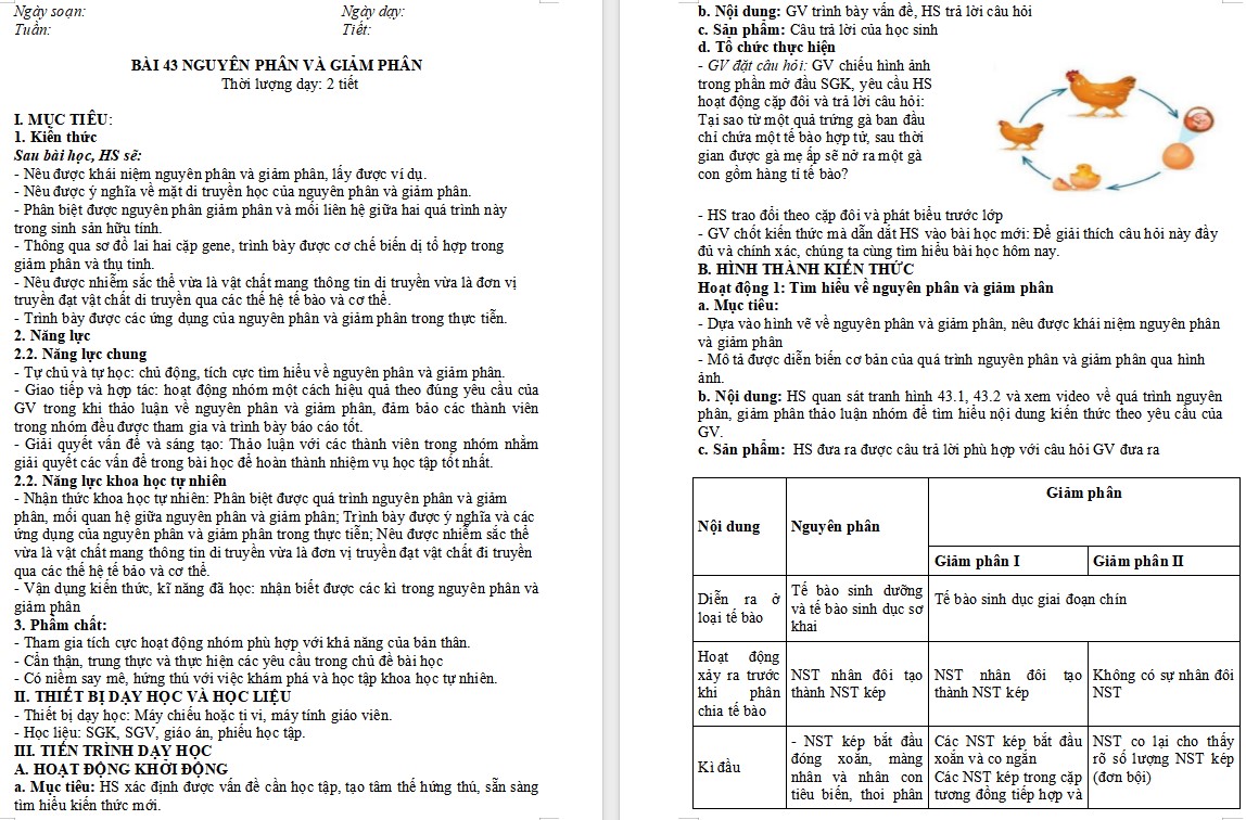 Giáo án KHTN 9 Bài 43 file word