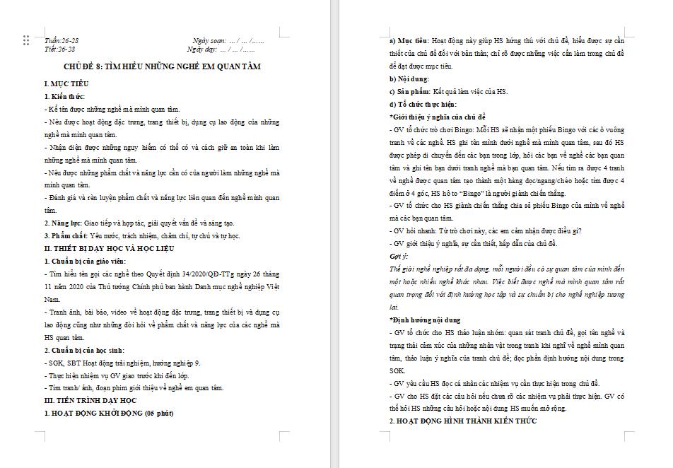 Giáo án PowerPoint Hoạt động trải nghiệm 9 Chủ đề 8