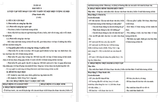 Giáo án Tiếng Việt 5 Luyện tập viết đoạn văn nêu ý kiến về một hiện tượng xã hội (Thực hành viết)
