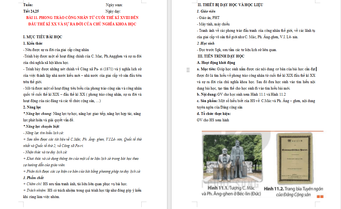 Giáo án Lịch sử 8 Kết nối tri thức Bài 11