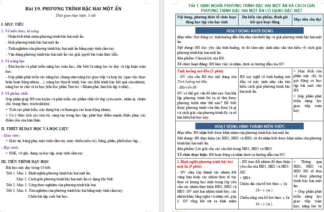 Giáo án Toán 9 Bài 19 file word