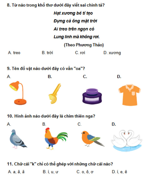 Đề ôn thi Trạng Nguyên Tiếng Việt lớp 1 cấp Huyện