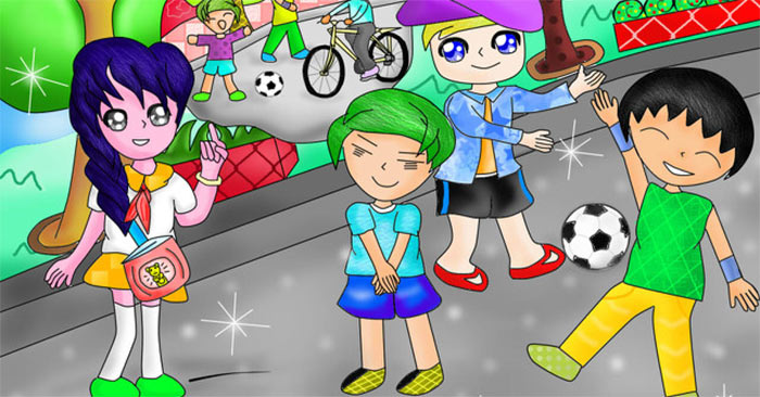 Chơi bóng đá trên đường giao thông