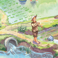 Viết đoạn văn về bài thơ Hạt gạo làng ta, có câu ghép gồm các vế nối bằng một kết từ hoặc nối trực tiếp