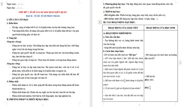 Giáo án dạy thêm Toán 5 Tỉ số, Tỉ số phần trăm