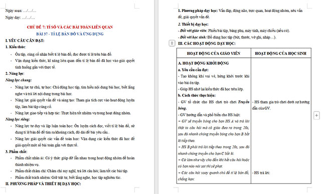 Giáo án dạy thêm Toán 5 Tỉ lệ bản đồ và ứng dụng