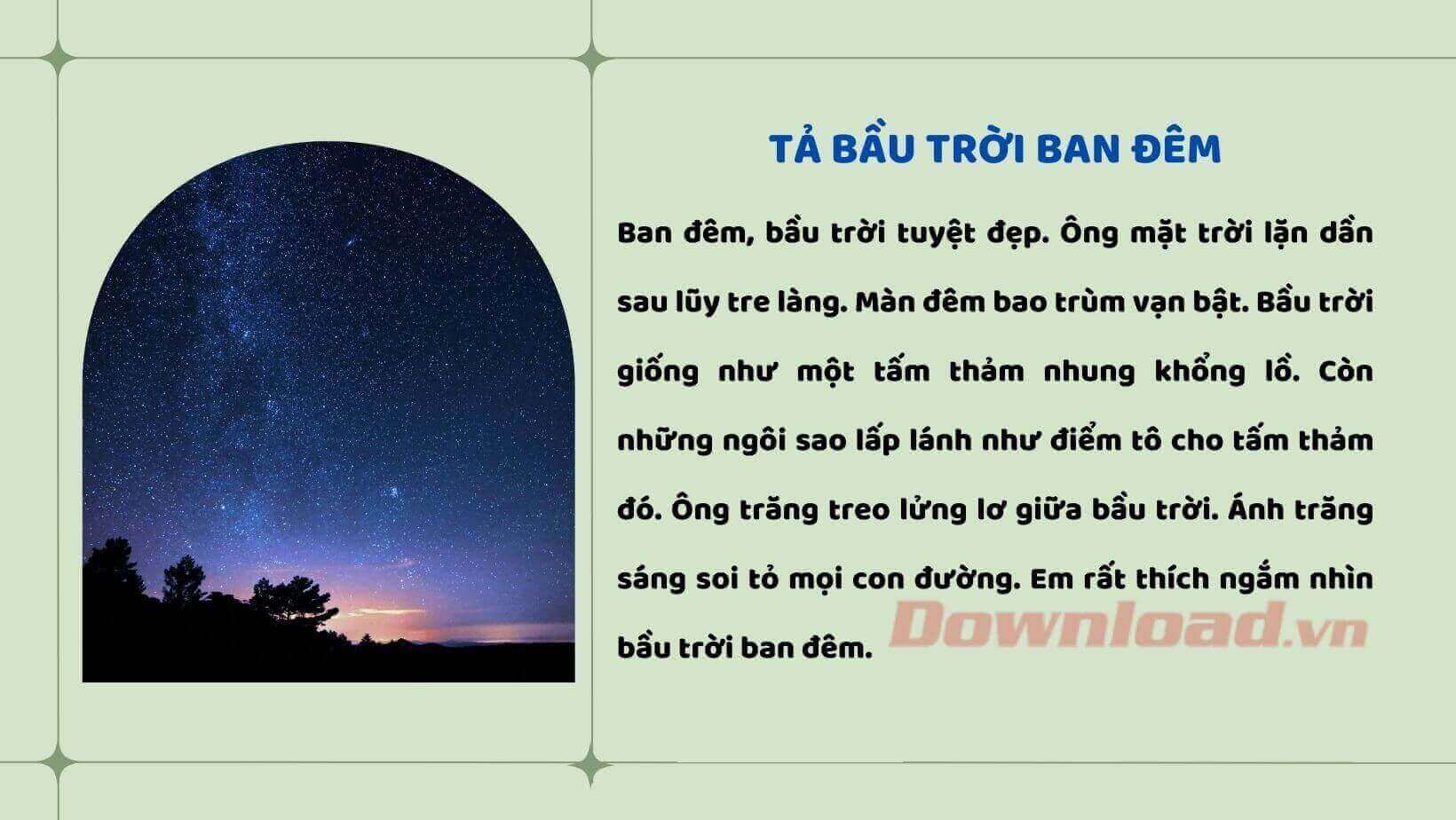 Viết về bầu trời đêm ở quê em (8 mẫu) Tập làm văn lớp 2