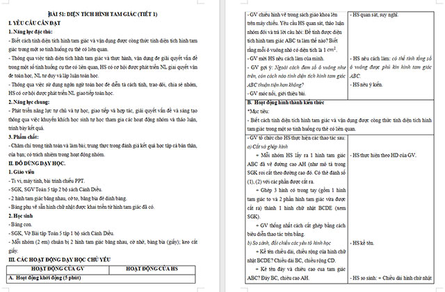 Giáo án Toán 5 Diện tích hình tam giác