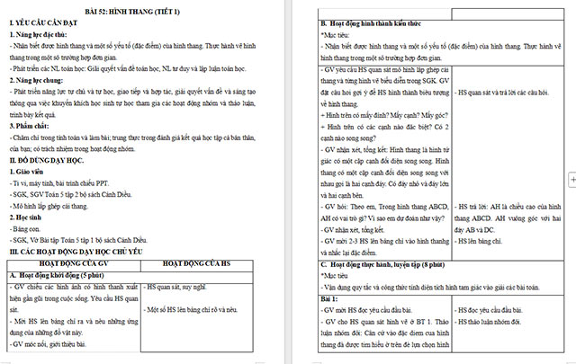 Giáo án Toán 5 Hình thang