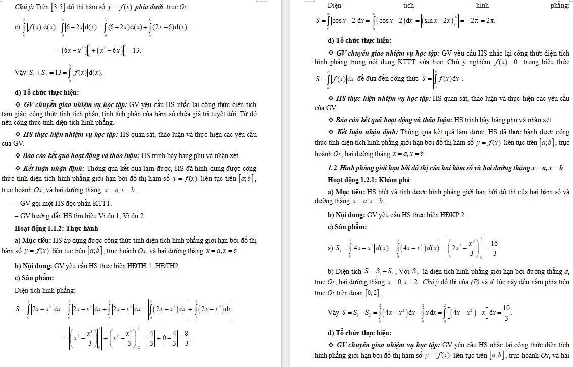 Kế hoạch bài dạy Toán 12 CTST Bài Ứng dụng hình học của tích phân