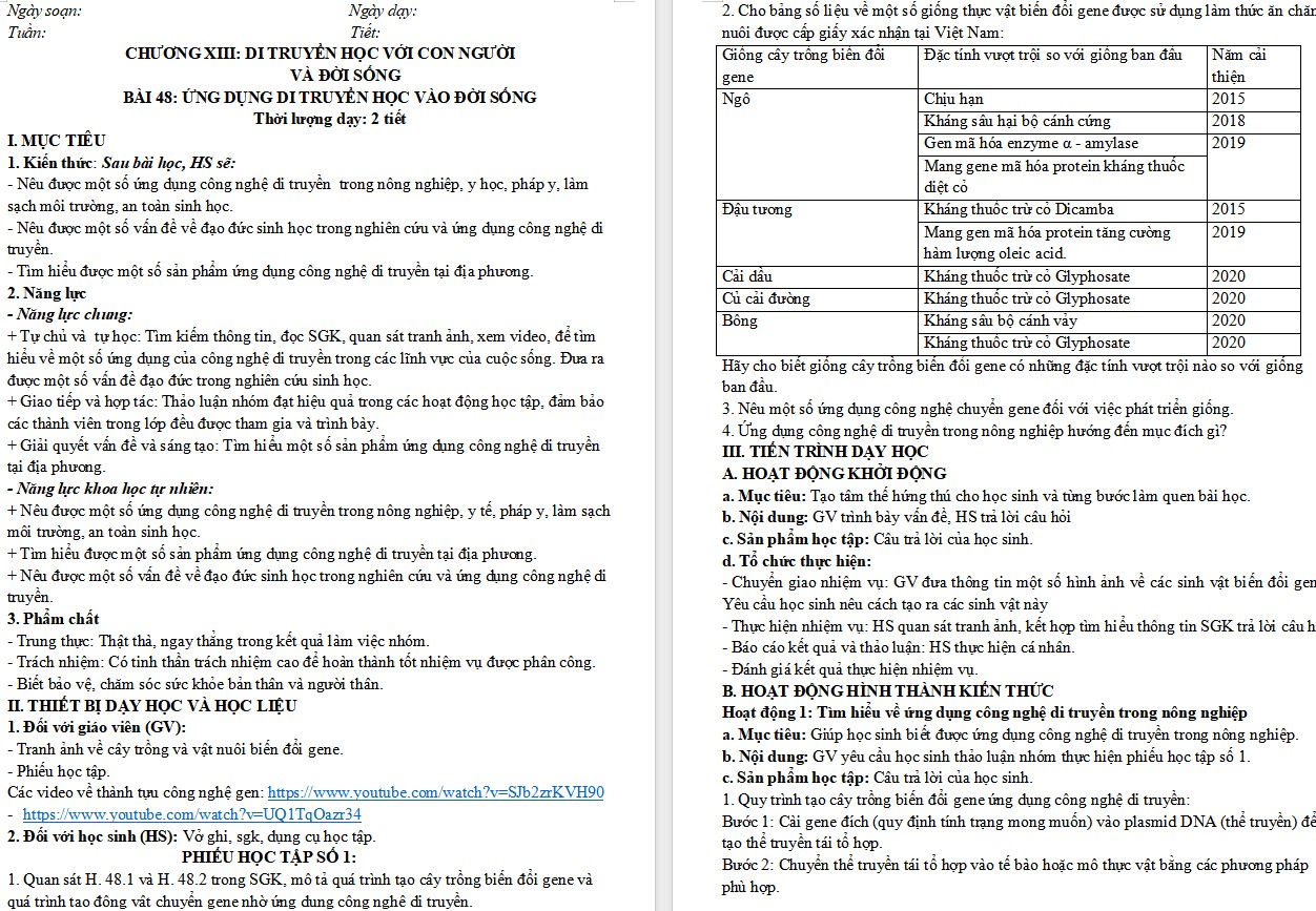 Giáo án Sinh học 9 Bài 49 KNTT