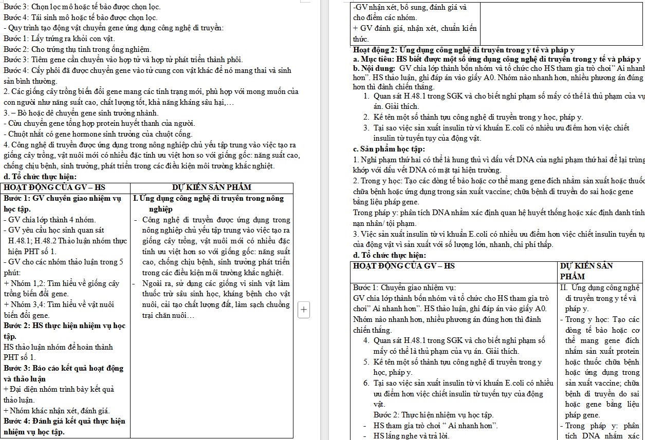 Giáo án Sinh học 9 Bài 49 KNTT