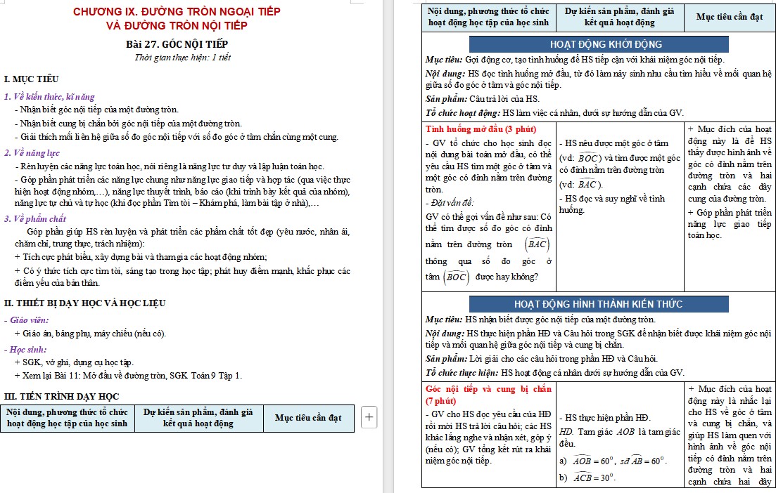 Giáo án Toán 9 Bài 27 file word