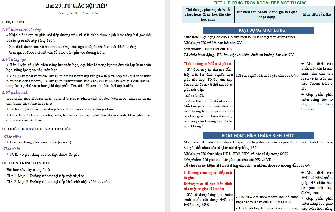 Giáo án Toán 9 Bài 29 file word