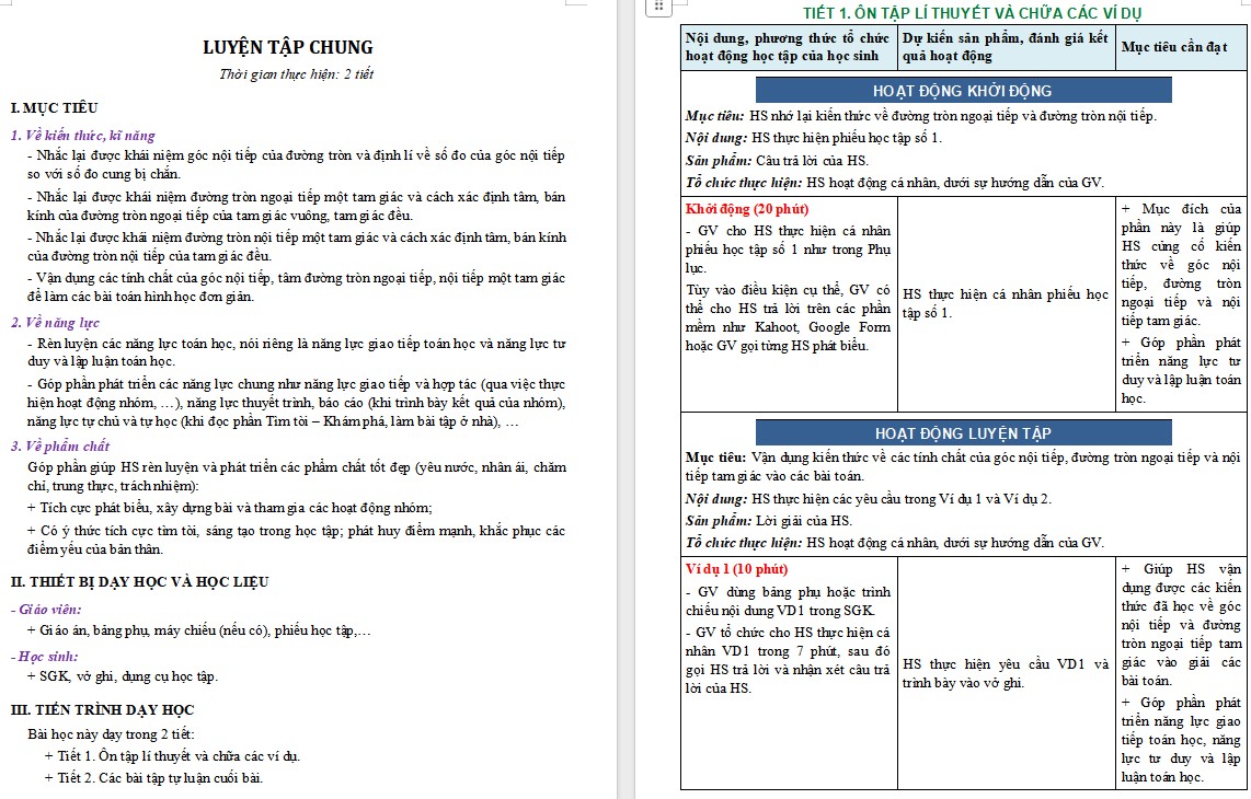 Giáo án Toán 9 Bài Luyện tập chung trang 78 file word