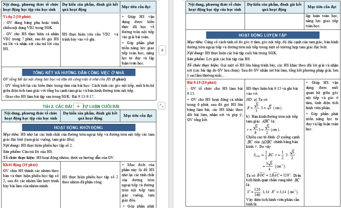 Giáo án Toán 9 Bài Luyện tập chung trang 78 file word