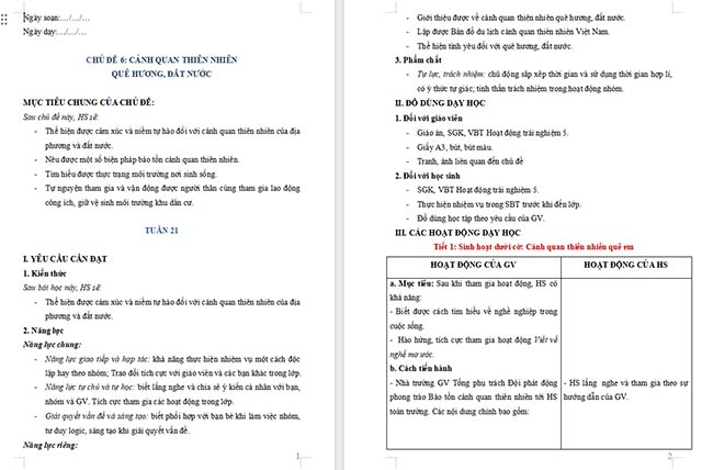 Giáo án Hoạt động trải nghiệm 5 Tuần 21